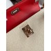 Hermes Kelly Mini II Sellier Verso Handmade Bag in Craie and Red Epsom Calfskin