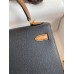 Hermes Kelly Sellier 25 Bicolor Bag in Black and Gold Epsom Calfskin