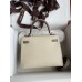 Hermes Kelly Sellier 25 Bicolor Bag in Craie and Gris Asphalt Epsom Calfskin