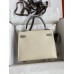 Hermes Kelly Sellier 25 Bicolor Bag in Craie and Gris Mouette Epsom Calfskin