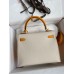 Hermes Kelly Sellier 25 Bicolor Bag in Craie and Yellow Epsom Calfskin