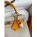 Hermes Kelly Sellier 25 Bicolor Bag in Craie and Yellow Epsom Calfskin
