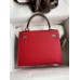 Hermes Kelly Sellier 25 Bicolor Bag in Red and Etain Epsom Calfskin
