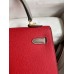 Hermes Kelly Sellier 25 Bicolor Bag in Red and Etain Epsom Calfskin