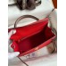 Hermes Kelly Sellier 25 Bicolor Bag in Red and Etain Epsom Calfskin
