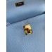 Hermes Kelly Sellier 25CM Handmade Bag In Celeste Epsom Calfskin