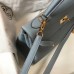 Hermes Blue Lin Clemence Kelly 25cm GHW Bag
