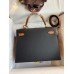 Hermes Kelly Sellier 28 Bicolor Bag in Black and Gold Epsom Calfskin