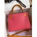 Hermes Kelly Sellier 28 Bicolor Bag in Rose Lipstick and Yellow Epsom Calfskin
