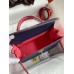 Hermes Kelly Sellier 28 Bicolor Bag in Blue Saphir and Rose Lipstick Epsom Calfskin