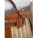 Hermes Picnic Kelly 28cm Bag in Wicker with Barenia Leather
