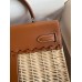 Hermes Picnic Kelly 28cm Bag in Wicker with Barenia Leather
