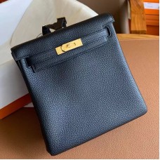 Hermes Kelly Ado Backpack in Black Clemence Leather