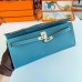 Hermes Kelly Cut Handmade Bag in Blue Jean Epsom Calfskin
