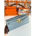 Hermes Kelly Cut Handmade Bag in Blue Lin Epsom Calfskin