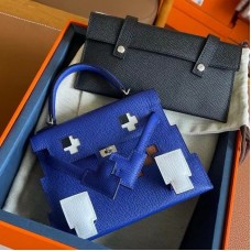 Hermes Kelly Doll Picto Bag in Blue Royal Epsom Calfskin
