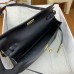 Hermes Kelly Elan Handmade Bag In Black Chevre Mysore Leather