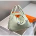 Hermes Lindy 26cm Bag In Vert Fizz Clemence Leather