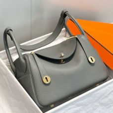 Hermes Lindy 30cm Bag In Gris Meyer Clemence Leather