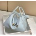 Hermes Lindy 30cm Bag In Blue Brume Clemence Leather
