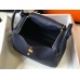Hermes Lindy 30cm Bag In Navy Blue Clemence Leather