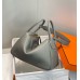 Hermes Lindy 30cm Bag In Gris Meyer Clemence Leather