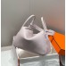 Hermes Lindy 30cm Bag In Mauve Pale Clemence Leather