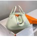 Hermes Lindy 30cm Bag In Vert Fizz Clemence Leather