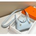 Hermes Lindy Mini Bag In Blue Brume Clemence Leather