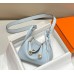 Hermes Lindy Mini Bag In Blue Brume Clemence Leather