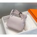 Hermes Lindy Mini Bag In Mauve Pale Clemence Leather