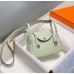 Hermes Lindy Mini Bag In Vert Fizz Clemence Leather