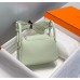 Hermes Lindy Mini Bag In Vert Fizz Clemence Leather