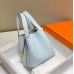 Hermes Picotin Lock 22 Bag In Blue Brume Clemence Leather
