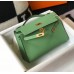 Hermes Kelly Pochette Bag In Vert Criquet Epsom Leather