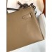 Hermes Kelly Pochette Handmade Bag In Biscuit Swift Calfskin
