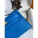 Hermes Kelly Pochette Handmade Bag In Blue Zanzibar Swift Calfskin
