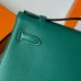 Hermes Kelly Pochette Handmade Bag In Malachite Swift Calfskin