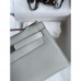 Hermes Kelly Pochette Handmade Bag In Pearl Grey Swift Calfskin