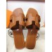 Hermes Oran Sandals In Brown Leather With Stitched Detail