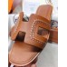 Hermes Oran Sandals In Brown Leather With Stitched Detail