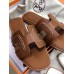 Hermes Oran Sandals In Brown Leather With Stitched Detail