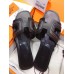 Hermes Oran Sandals In Black Leather With Stitched Detail