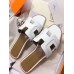 Hermes Oran Sandals In White Leather With Stitched Detail