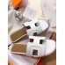 Hermes Oran Sandals In White Leather With Stitched Detail