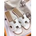 Hermes Oran Sandals In White Leather With Stitched Detail