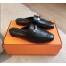 Hermes Womens Oz Mules in Black Leather