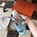Hermes Oasis Sandals In Blue Atoll Epsom Leather