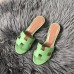 Hermes Oasis Sandals In Vert Criquet Epsom Leather