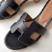 Hermes Oasis Sandals In Black Swift Leather